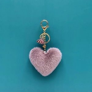 Soft Faux Fur Keychain Love Heart Plush Key Ring Key Fobs Car Key Cute Bag Charm